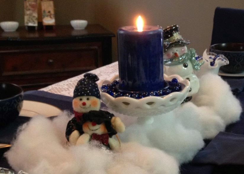 winter tablescape snowmen